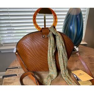 PATRICIA NASH handbag medium dome Meldola Leather Satchel & free Scarf NEW!